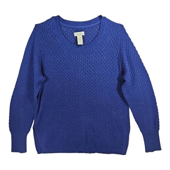 CARIBBEAN JOE Womens Royal Blue Cotton Loose Cable Knit Sweater XL - Picture 1 of 5